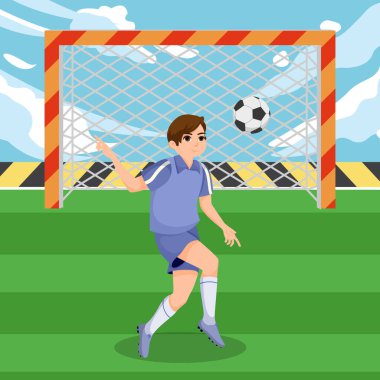 Futbolcu Düz Tasarım Çizimi