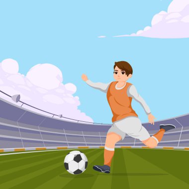 Futbolcu Düz Tasarım Çizimi