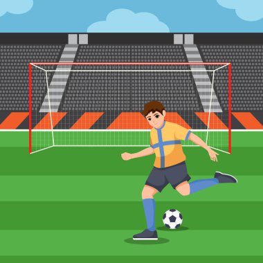 Futbolcu Düz Tasarım Çizimi