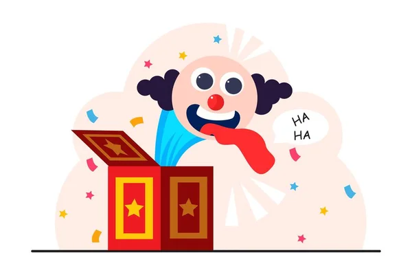 愚人节可笑的小丑平面设计 — 图库矢量图片