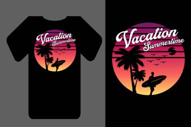 Mockup t-shirt silueti yaz tatili eski moda