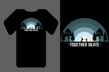 Tişört siluetini modelle, birlikte eski usul paten kayın.