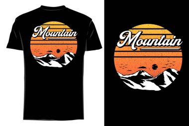 Klasik dağ silueti t-shirt model antika