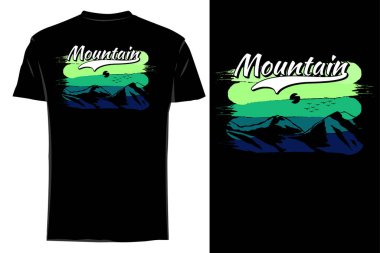 Doğa yüksek dağ silueti t-shirt model antika