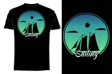 Yelkenli silueti t-shirt model antika