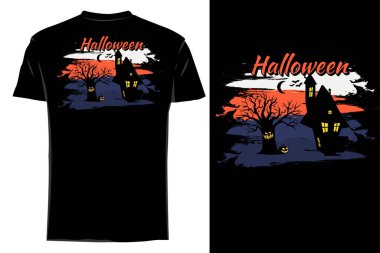 Cadılar Bayramı silüeti t-shirt model antika