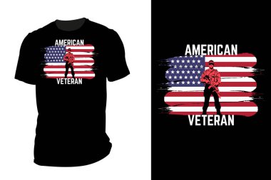 Amerikan emektar silueti t-shirt model antika