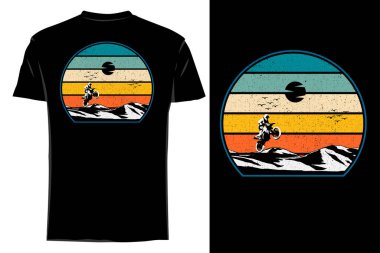 Motokros atlayışı silüeti t-shirt model antika