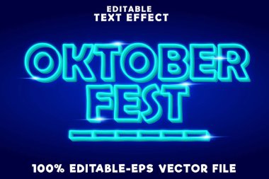 Yeni neon tarzıyla düzenlenebilir metin efekti Ekim festivali