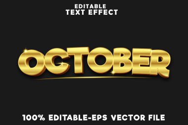 Yeni lüks altın tarzıyla düzenlenebilir metin efekti Ekim