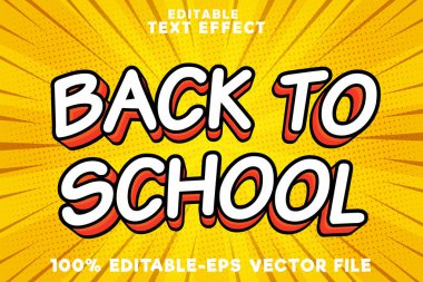 Düzenlenebilir metin efekti yeni çizgi roman modern turuncu tarzıyla okula geri döndü