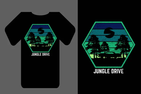 Mockup Shirt Silhouette Jungle Drive Vintage Retrò — Vettoriale Stock