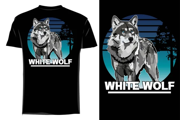 Shirt Attrappe Vector White Wolf Retro Vintagevector White Wolf Shirt — Stockvektor
