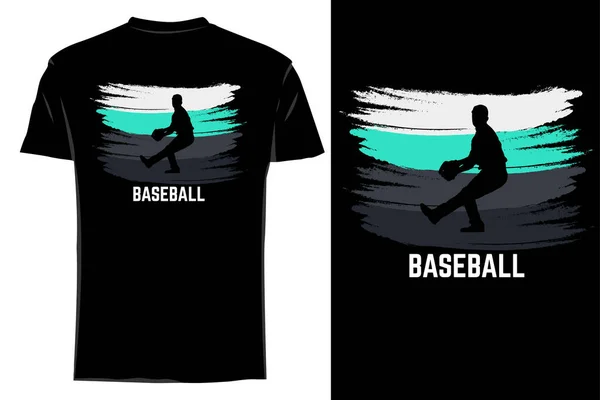 stock vector Pitcher baseball silhouette t-shirt mockup retro vintage