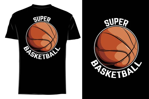 Camiseta Super Baloncesto Maqueta Retro Vintage — Vector de stock