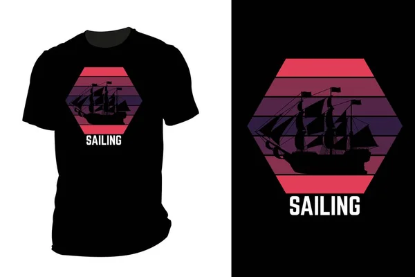 stock vector Sailing silhouette t shirt mockup retro vintage