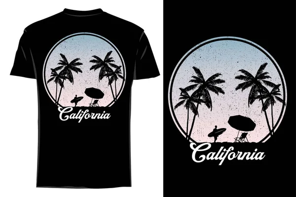California Verano Silueta Camiseta Maqueta Retro Vintage — Vector de stock