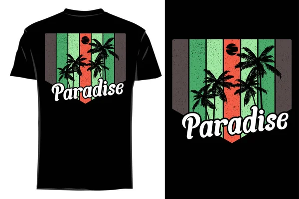 Paradise Silhouet Shirt Mockup Retro Vintage — Stockvector