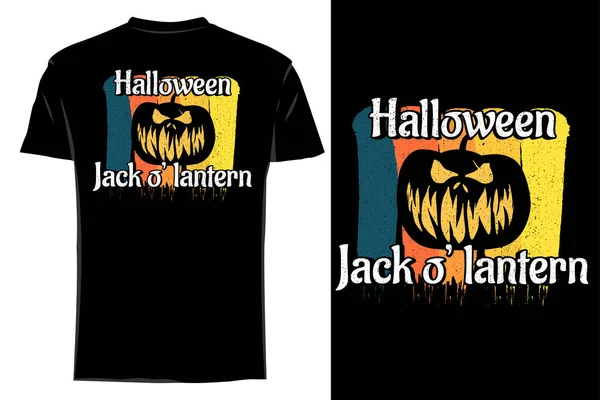 Halloween Jack Lanterna Silhouette Shirt Mockup Vintage Retrò — Vettoriale Stock
