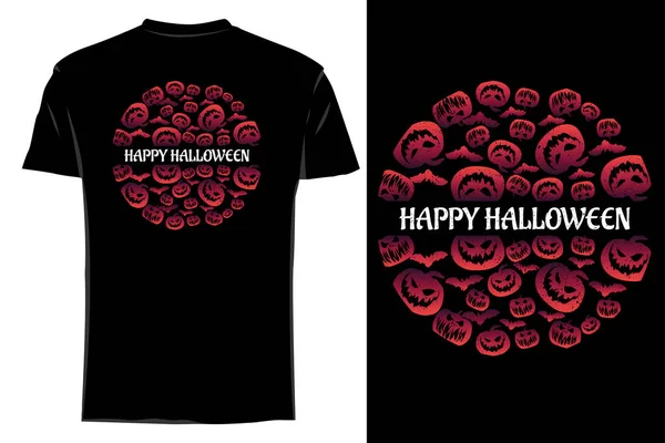 Happy Halloween Silueta Shirt Mockup Retro Vintage — Stockový vektor