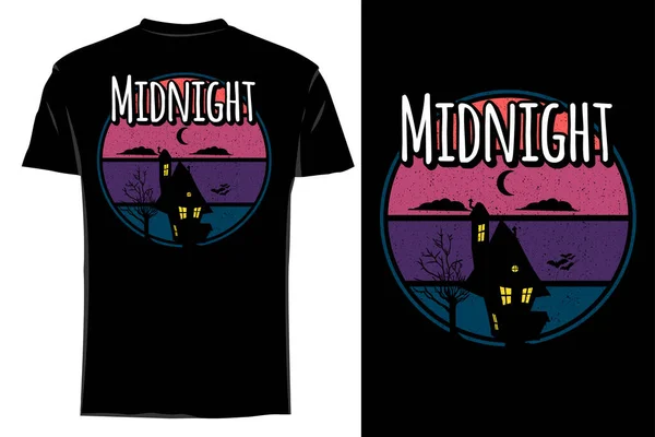 Midnight Silhouette Shirt Mockup Retrò Vintage — Vettoriale Stock
