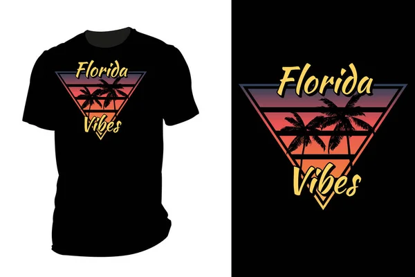 Florida Vibes Silhouette Shirt Maquette Rétro Vintage — Image vectorielle