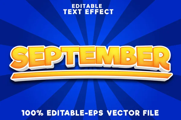 Editable Text Effect September Sseptember Yellow Style — стоковый вектор