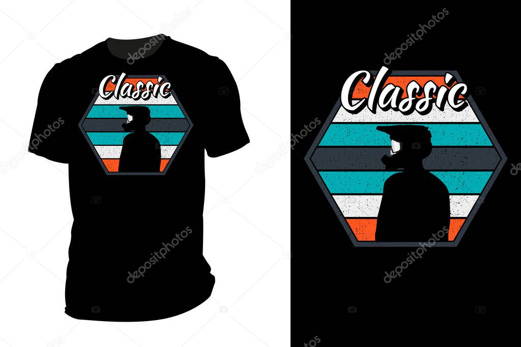 Classic motocross rider silhouette t shirt mockup retro vintage