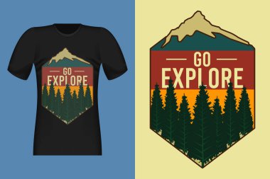 Go Explore Hand Drawn Style Vintage Retro Tişört Tasarımı