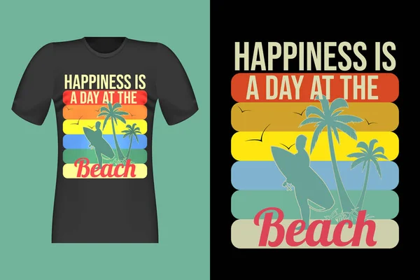 День Счастья Пляже Футболка Ретро Винтажный Дизайн — стоковый вектор