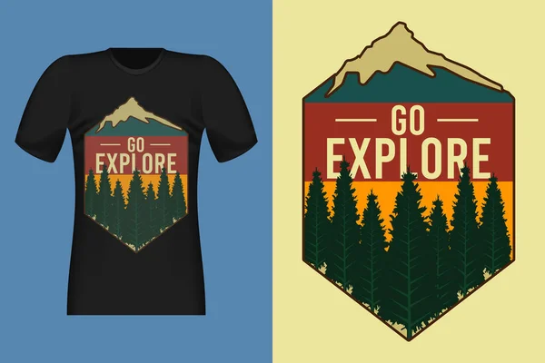 Go Explore Hand Drawn Style Vintage Retro Tişört Tasarımı