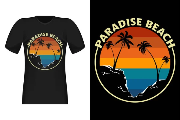 Paradise Beach Silueti Eski Tişört Tasarımı