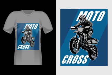 Motokros El Çizimi Klasik Tişört Tasarımı
