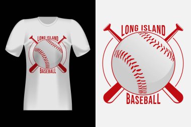 Long Island Beyzbol Typography Style Vintage Retro Tişört Tasarımı