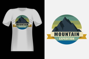 Mountain Expedition Hand Drawn Style Vintage Tişört Tasarımı