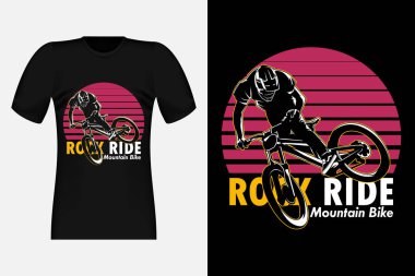 Rock Ride Siluet Vintage Tişört Tasarımı Çizimi