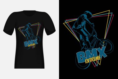 Bmx Ekstrem Silüet Vintage Tişört Tasarımı Çizimi