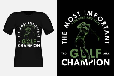 Golf Şampiyonu En Önemli Siluet Vintage Tişört Tasarımı