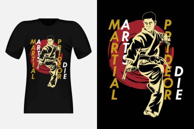 Dövüş Sanatları Gururu ya da Ölü Siluet Vintage Tişört Tasarımı