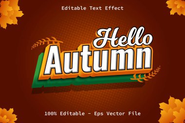 Çizgi film Biçimi Düzenlenebilir Metin Efekti ile Merhaba Sonbahar