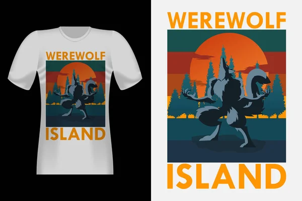 Werewolf Retro Vintage Shirt Σχεδιασμός — Διανυσματικό Αρχείο