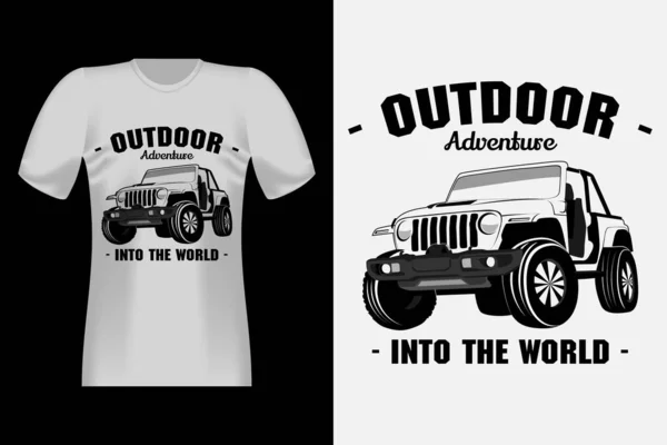 Jeep Adventure Hand Drawn Style Vintage Shirt Design — Stock Vector