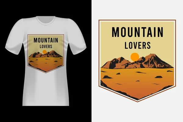 Mountain Lovers Drawn Style Vintage Design — стоковый вектор