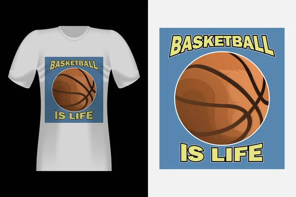Basketbol Life Hand Drawn Style Vintage Tişört Tasarımı — Stok Vektör