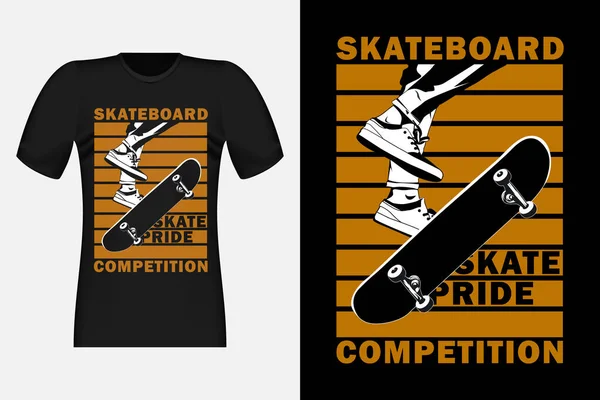 スケートボードコンペティションヴィンテージレトロTシャツデザイン — ストックベクタ