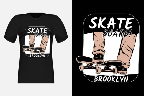 スケートボード ブルックリンヴィンテージTシャツデザインTシャツ — ストックベクタ