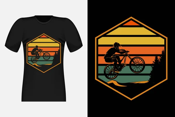 Montanha Bicicleta Vintage Retro Shirt Design — Vetor de Stock