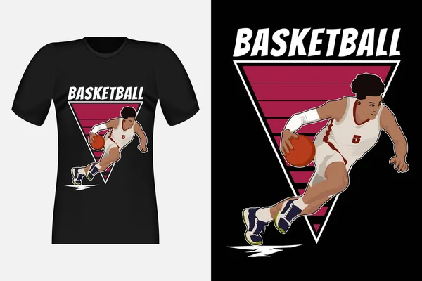 Basketballspieler Vintage Retro Shirt Design — Stockvektor