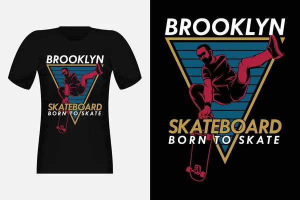 ブルックリンスケートボード スケートヴィンテージTシャツデザイン — ストックベクタ