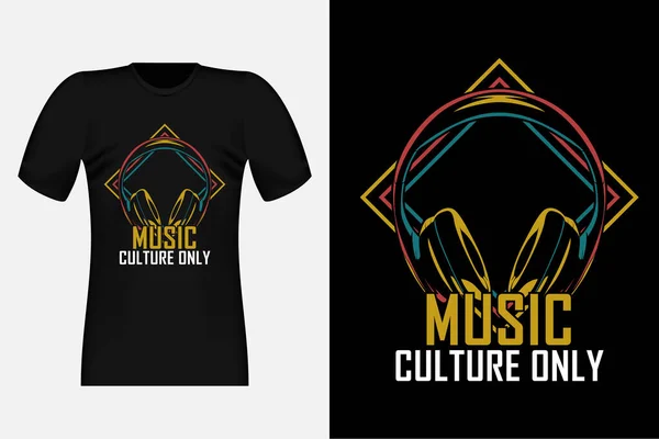 Music Culture Only Silhouette Vintage Shirt Design Illustration — Stock Vector